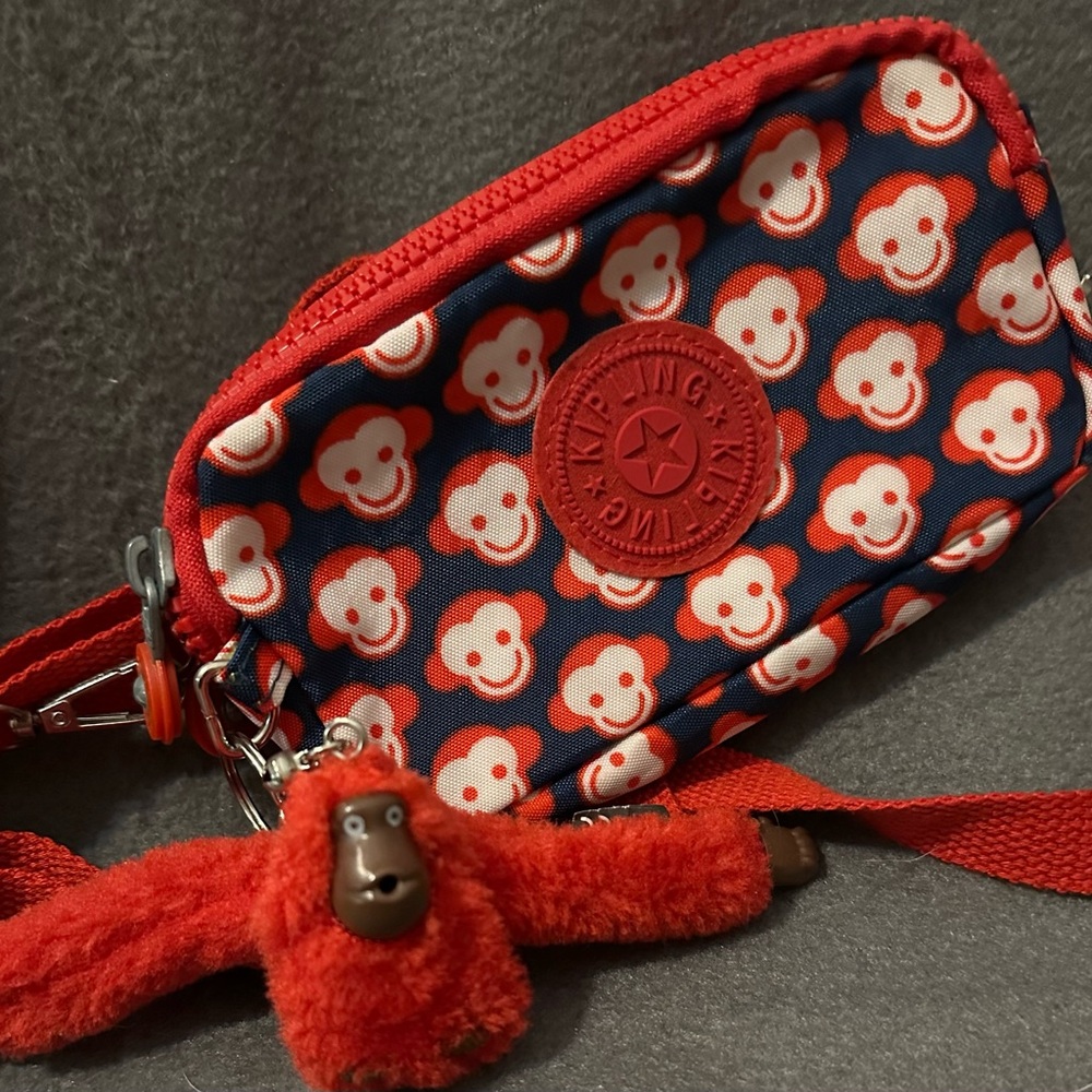 Kipling Red And Blue Monkey Pattern Bag - image 2